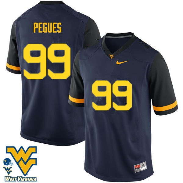 NCAA Men's Xavier Pegues West Virginia Mountaineers Navy #99 Nike Stitched Football College Authentic Jersey KH23Y33NC